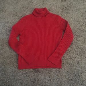 Kasper red turtleneck knit sweater